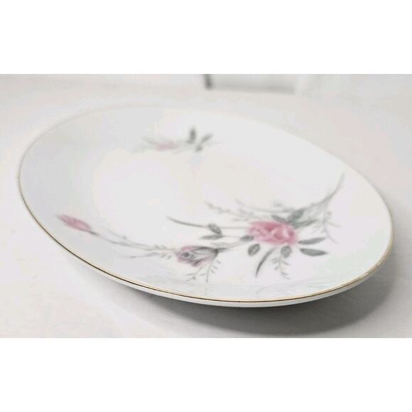 Vintage Golden Rose Fine China Tray Japan Made 10" Oval Plate Floral Gold Trim - Picture 5 of 10